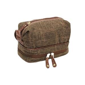 Samantha Brown Vintage Tweed Drop Bottom Toiletry Bag Brown